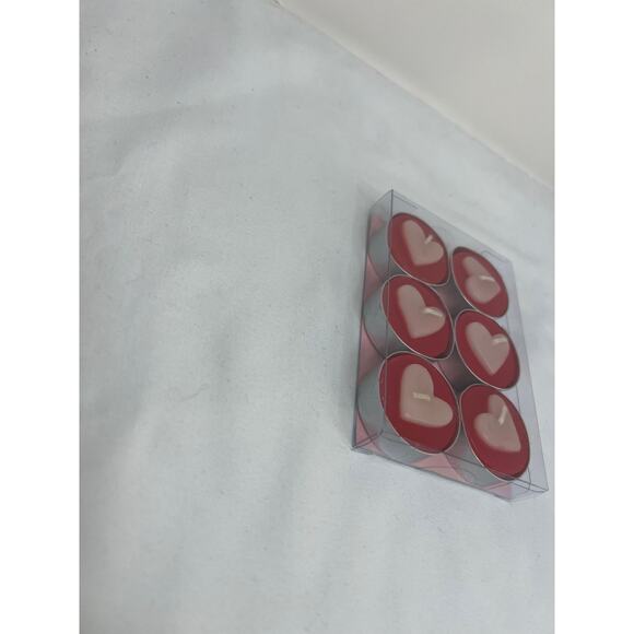 Crate & Barrel Red/Pink Heart Tea Light Candle Box of 6 new NIB! - Picture 2 of 5
